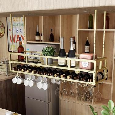 Imagem de Rack de copo de vinho de teto, rack de vinho ajustável em altura, suporte de garrafa de vinho de ferro, suporte de vinho de cálice suspenso, prateleira de armazenamento de copo de vinho doméstico