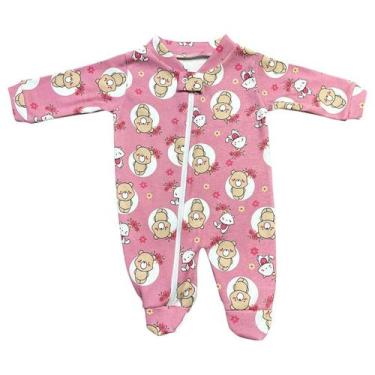 Imagem de Macacão De Bebê Com Ziper Malha Suedine 100% Algodão Pink - Laura Ferr