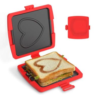 Imagem de Sanduicheira de micro-ondas, sanduíche em forma de coração, grelha de 3 minutos, prensa Panini, crocante, sem fio e lavável na lava-louças, churrasqueira de micro-ondas, escritório, casa, viagens e