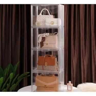 Imagem de Caixa Organizadora de Acrílico Transparente para Bolsa - Empilhável com Porta Magnética(KIT4 Caixa Organizadora)