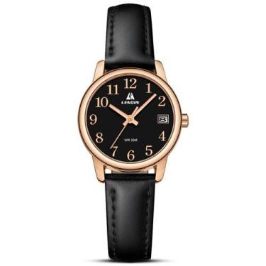 Imagem de Relógio feminino LN LENQIN, quartzo analógico, impermeável, couro de 3