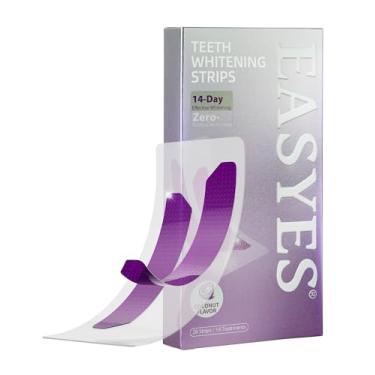 Imagem de EASYES Tiras roxas de clareamento dental, tiras brancas com infusão de hidroxiapatita para cuidados com o esmalte, fórmula de clareamento sem sensibilidade, clareamento e correção de cor, 28 tiras (14