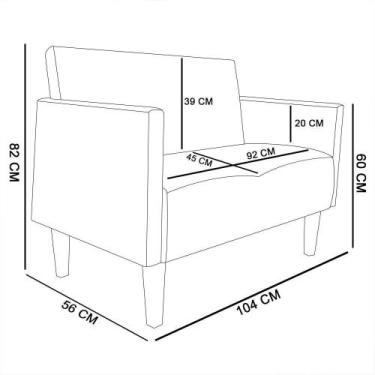 Imagem de Sofá Retrô Namoradeira Compacta Jade 2 Lugares Suede Cinza - D'Rossi