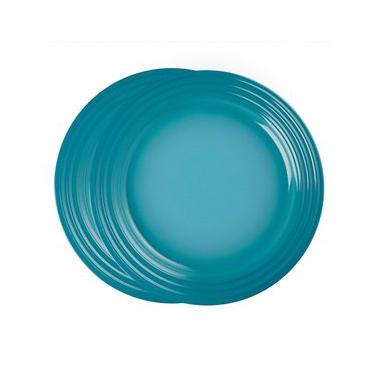 Imagem de Prato Redondo 27 cm 2 Peças Azul Caribe Le Creuset