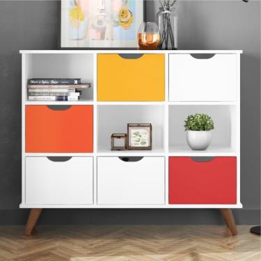 Imagem de Nicho Organizador Retrô Yolanda Branco Com Gavetas Brancas E Coloridas