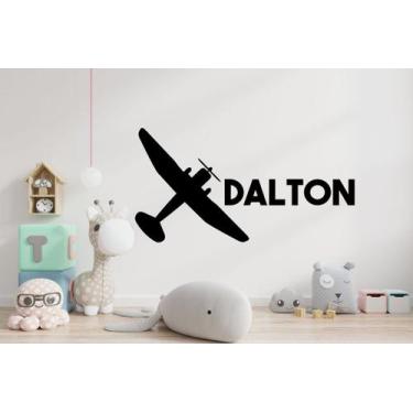 Imagem de Adesivo de parede  avião infantil - Ambiente dekorado, 40cm, preto