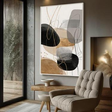 Imagem de Quadro com Moldura e Acrilico Cristal Vidro Luxo Abstrato para Sala, Q