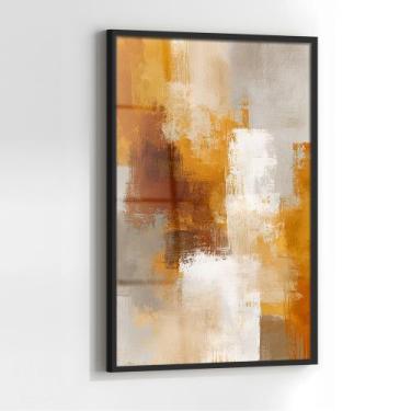 Imagem de Quadro com Moldura e Acrilico Cristal Vidro Arte Ocre para Sala, Quart