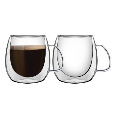 Imagem de Conjunto De Xícaras Tramontina Para Chá E Cappuccino 200ml 2 Peças Vidro Duplo 64760450