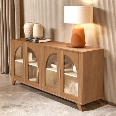 Imagem de Balcão Buffet Murano 4 Portas com Vidro Cinamomo/Off White - Artely