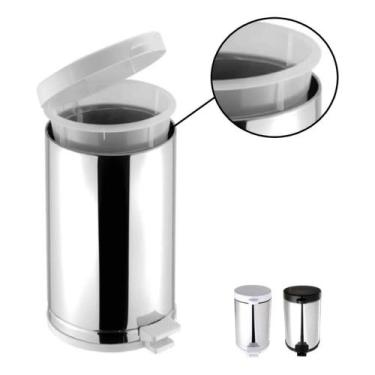 Imagem de Lixeira Cozinha Inox 15 Litros Pedal Cesto Plástico Interno - Viel, Br