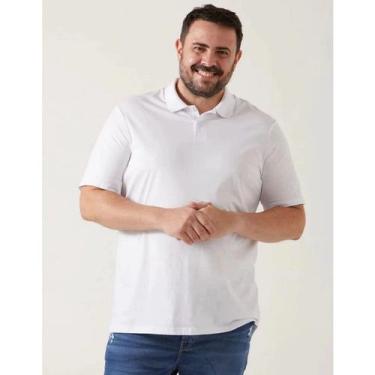 Imagem de Camisa Polo Malha Malwee Masculina Plus Size Ref. 87849, Branco, G2