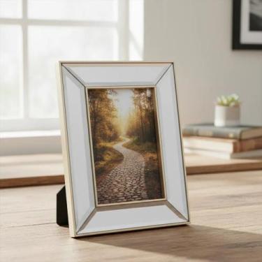 Imagem de Porta Retrato Espelhado Com Moldura Dourada 10x15 - Mart