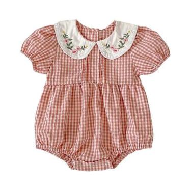 Imagem de Macacão De Verão Para Bebês Meninas Com Bordado Rosa, Macacão De Princ