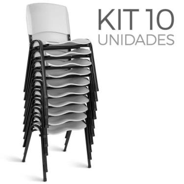 Imagem de Cadeira Plástica Fixa kit 10 A/E Branco Lara - Shopcadeiras
