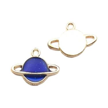 Imagem de Pingentes De Esmalte Azul Escuro 20 Peças: Estrela, Flor E Coração Par