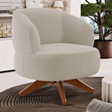 Imagem de Poltrona Decorativa Orgânica Living Have Base Madeira Giratória Bouclê