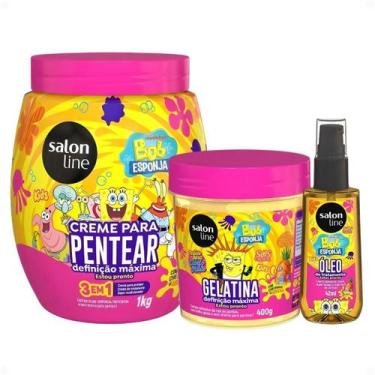 Imagem de Kit Salon Line Kids Bob Esponja Sos Cachos: Creme Para Pentear 1kg, Ge