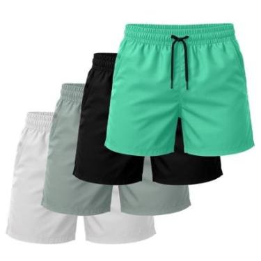 Imagem de Kit 4 Short Tactel Leve Academia Liso Bermuda Masculina-Masculino