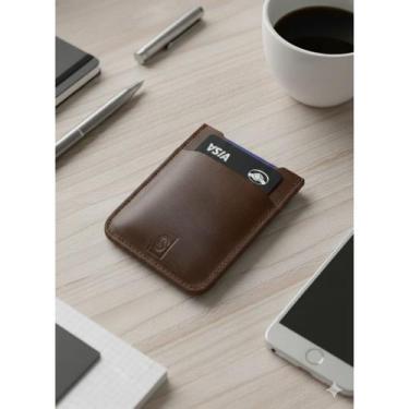 Imagem de Carteira Porta Cartão Pequeno Rustico de Couro, Carteira Super Fina, C