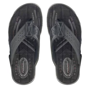 Imagem de Chinelo de Dedo Masculino em Couro Dia a Dia Conforto Pegada