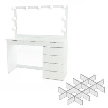 Imagem de Penteadeira Ditália 7 Gavetas 2divisórias Br Kit Luz Camarim