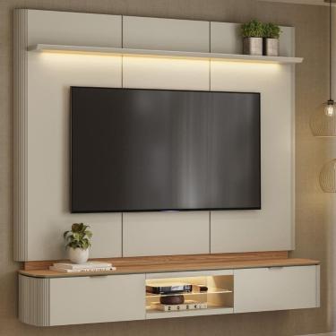 Imagem de Painel Tv 70 Pol 180cm Bancada Suspensa Lexie Canela/Off L06 - Mpozenato