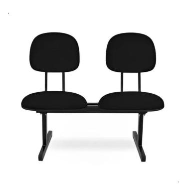 Imagem de Cadeira longarina 2 lugares sala de espera recepção preto