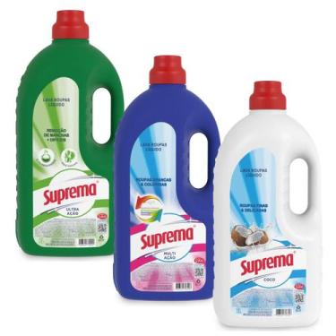 Imagem de Kit Com 3 Sabão Líquido Suprema Lava Roupa Delicadas Finas 3 Litros La
