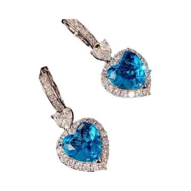 Imagem de Brincos De Argola Com Zircônia Cúbica Em Formato De Coração De Granada