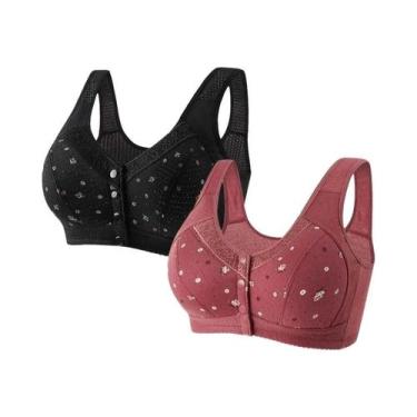 Imagem de Sutiã De Algodão Sem Costura E Sem Fio plus Size Com Fechamento Fronta