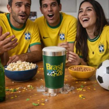 Imagem de Copo Térmico Brasil Seleção Brasileira Futebol Cerveja Bar Copa do Mun