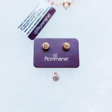 Imagem de Conjunto Rommanel ponto de luz Gargantilha de nylon 42cm e brinco 5318