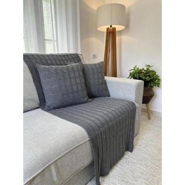 Imagem de Kit Peseira Decorativa Tricot Trança Cama Queen + 2 Capas - Calu Trico