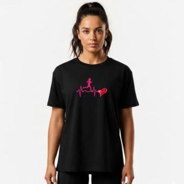 Imagem de Camiseta Feminina Algodão Premium Amo Correr Caminhada Academia-Feminino