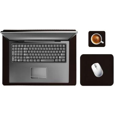 Imagem de Kit Desk Pad 43x30cm Tapete Apoio Mouse 20x20cm Com Protetor Porta Cop