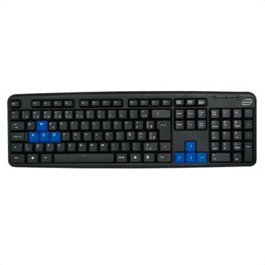 Imagem de Teclado Gamer Newlink Tc308 Ergonomico 107 Teclas Compacto, Preto e Az