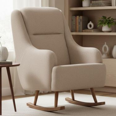 Imagem de Poltrona de Amamentação Com Balanço Base Milka Fábula D02 Bouclê Marrom Claro B-122 - L...