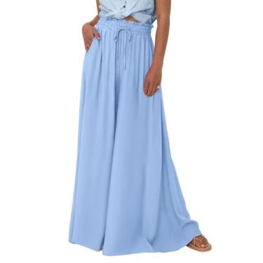 Imagem de Calças PRETTYGARDEN 2025 Azul Palazzo Pantalona Larga XXL