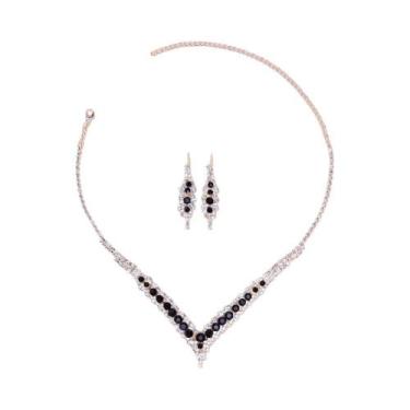 Imagem de Conjunto De Joias De Noiva Com Strass Para Mulheres, Colar, Brincos, C