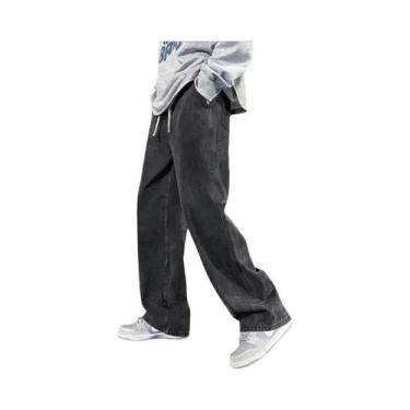 Imagem de Calças Jeans Casuais Largas Masculinas Estilo Coreano Streetwear Haraj