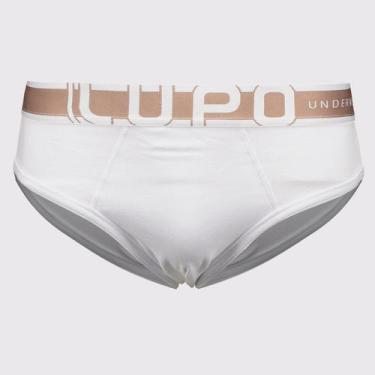 Imagem de Cueca Slip Lupo Algodão com Elastano Branca e Marrom, G