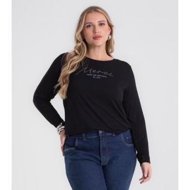 Imagem de Blusa Feminina Manga Longa Plus Size Secret Glam Preto, Plus G2, Preto