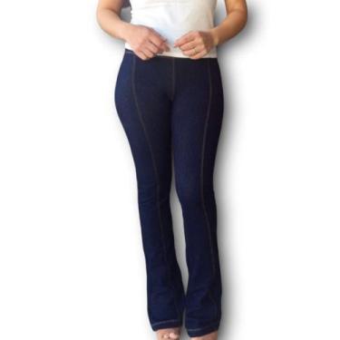 Imagem de Calça Flare Malha Jeans Cintura Alta - Nerimar, Azul, M
