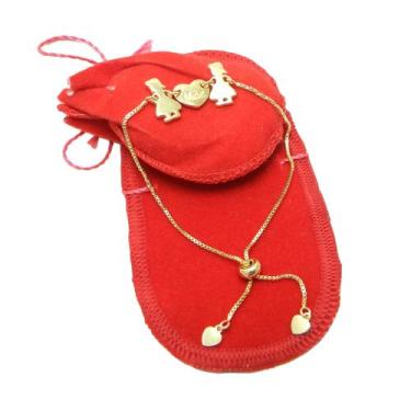 Imagem de Pulseira Feminina 16/20cm Mãe + 2 Menina Folheada Ouro PL472 - Wnbijou