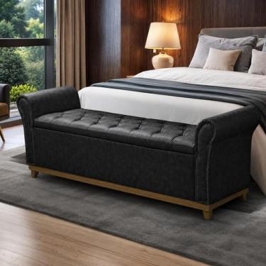 Imagem de Baú de Madeira Pé de Cama Box King Size material sintético - D'Julia, 