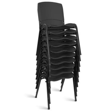 Imagem de Cadeira Lara Plástica Fixa Kit 10 A/E Cor:Preto - Shopcadeiras, Preto