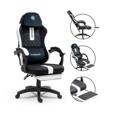 Imagem de Cadeira Gamer Escritório Tecido Respirável Black Reclinável Apoio De P