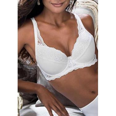 Imagem de Sutiã Demillus Iridien 65204 com Bojo e Renda, Branco, 44