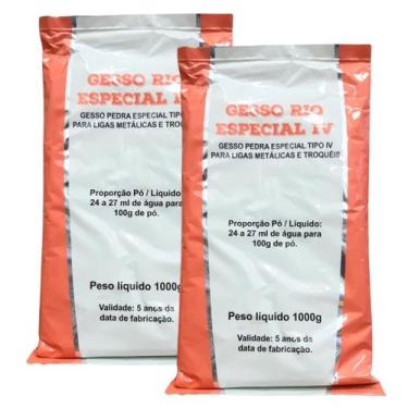 Imagem de Gesso Pedra Especial Tipo IV Rosa 2kg p/ Troquel e Ligas - RIO